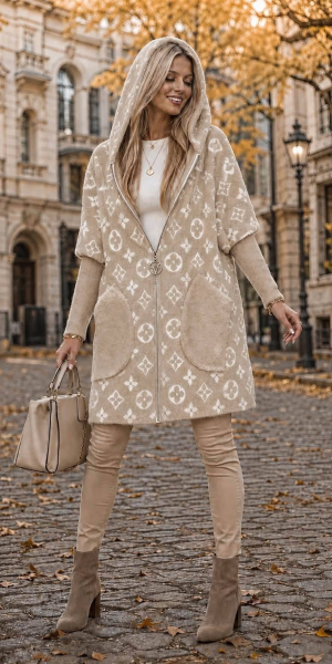 ELEGANTNÍ HŘEJIVÝ KABÁTEK SE VZOREM